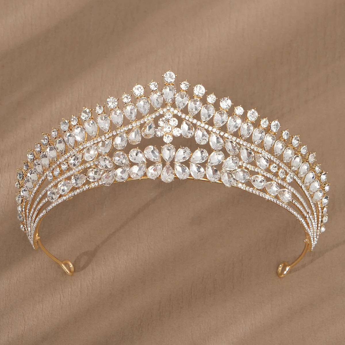 Gold Color Rhinestone Bridal Tiaras Crown Vintage Baroque Crystal Diadem For Bride Headbands Wedding Hair Accessories jewelry set hair accessory bridal headwear hair band crown