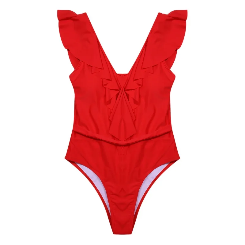 Sexy Ruffle Swimsuit One Piece Swimwear Women 2022 Summer Push Up Bathing Suit Solid Swimming Suit Monokini Beach Wear bikini shorts set