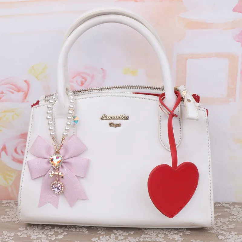 Japanese Style Sweet Cute Bow Diamonds Women's Luggage Accessories Fashion High-End Beaded Metal Decoration Handbag Pendant