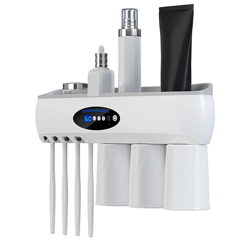 UV Toothbrush Holder Deep Sterilizer Toothpaste Squeezer Light Energy Charging Fast Drying Wall-mounted bathroom StorageRack