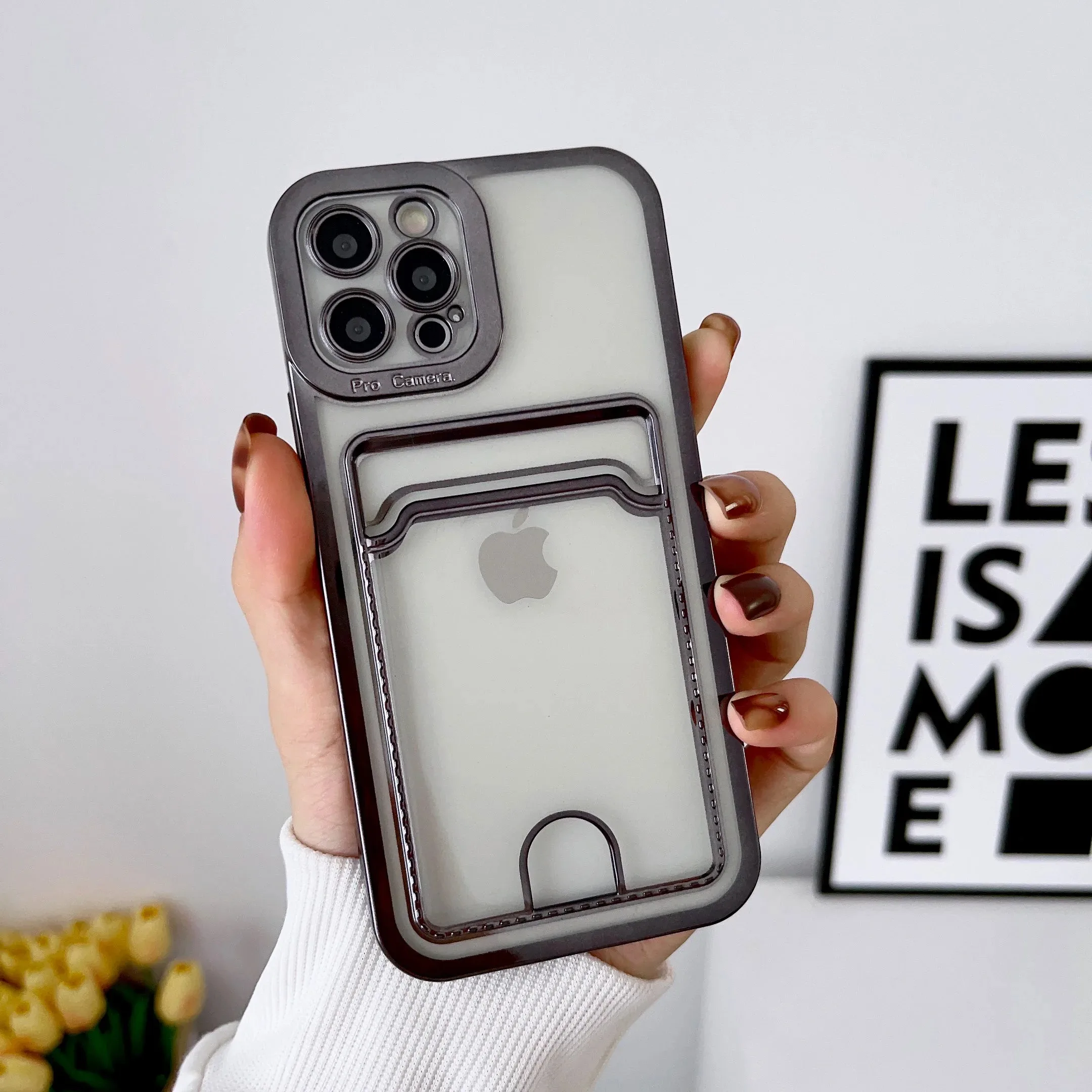 Sleek Silicone Card Slot Wallet Case - Shockproof and Clear Design