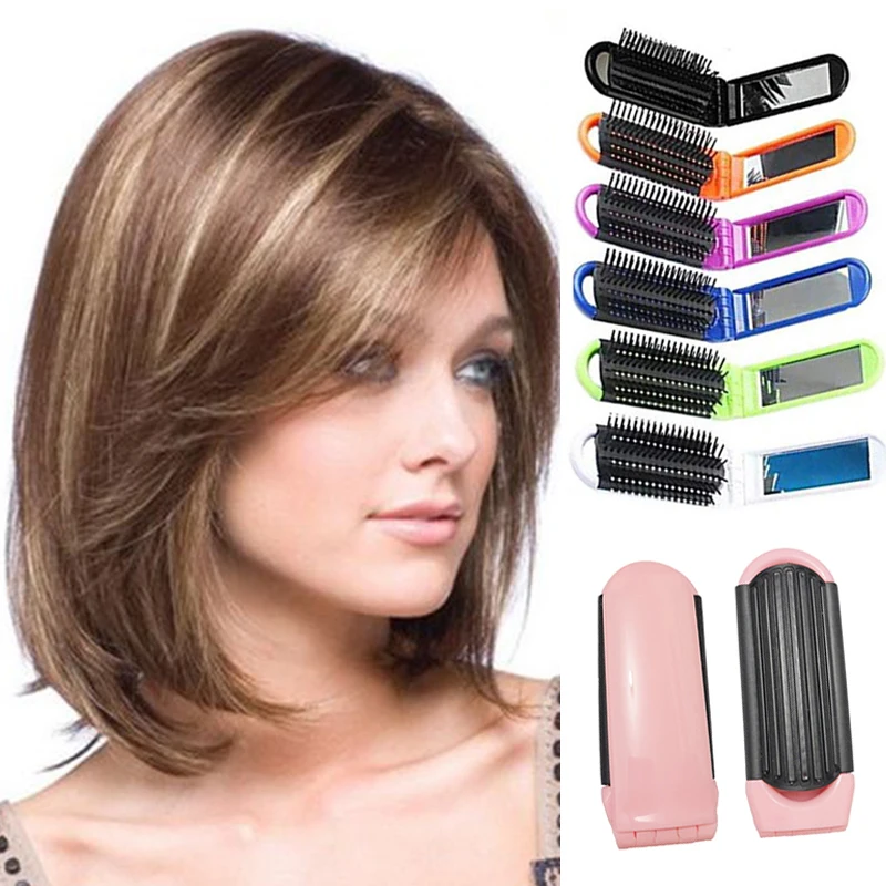 

1pc Professional Travel Hair Comb Foldable Hair Brush With Mirror Anti Static Head Massager Travel Comb Hair Styling Accessories