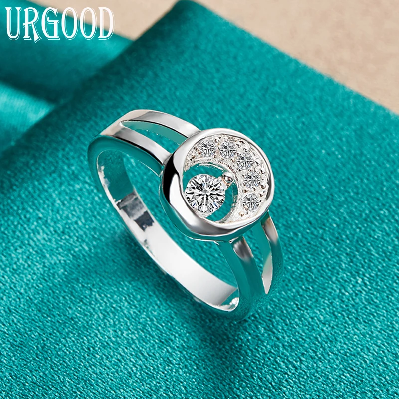 

925 Sterling Silver AAA Zircon Moon Ring For Women Man Party Engagement Wedding Romantic Fashion Jewelry Gift