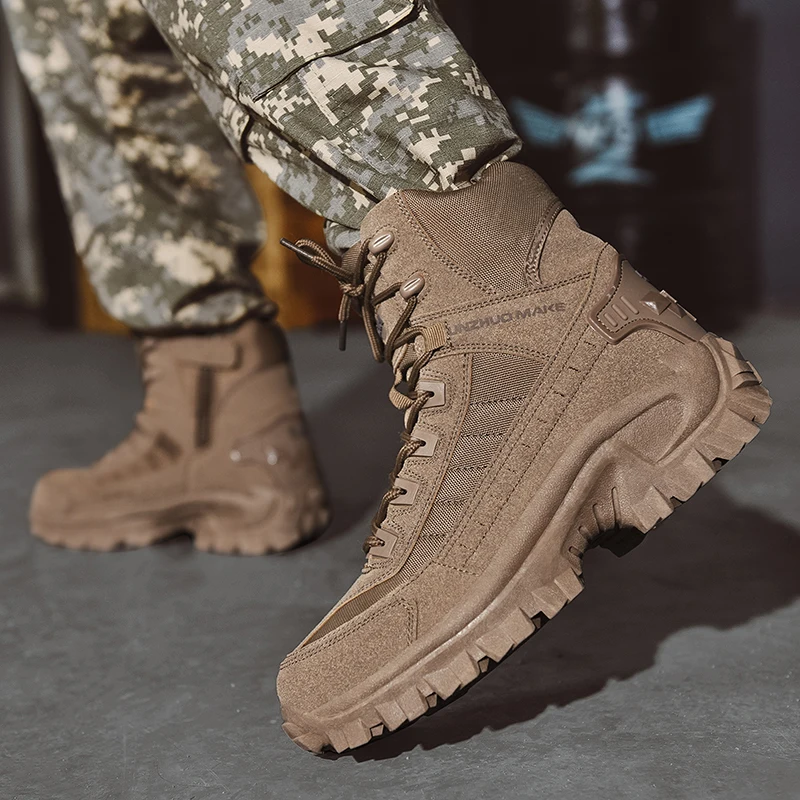 2022 New Winter Footwear Military Tactical Mens Boots Special Force Leather Desert Combat Ankle Boot Army Men's Shoes Plus Size