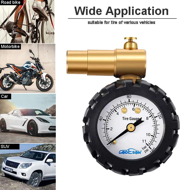Фото Манометр для шин ATsafepro, толстый клапан, PSI, 30 PSI, для горных велосипедов, дорожные автомобильные аксессуары №5