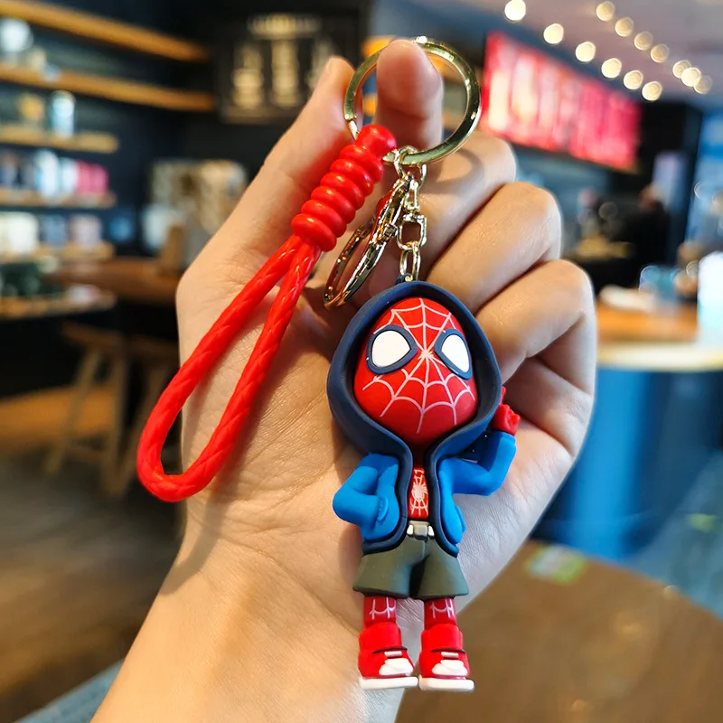 

Marvel Spider Man Cute Doll Keychain Action Figures Avengers Captain America Pendant Toys Kawaii Bag Car Keyring Birthday Gifts