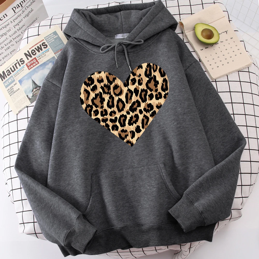 

Leopard Love Print Men'S Clothes Fashion Soft All-Match Streetwear Vintage Harajuku Hoodie Personality Large Size Hoodies Men