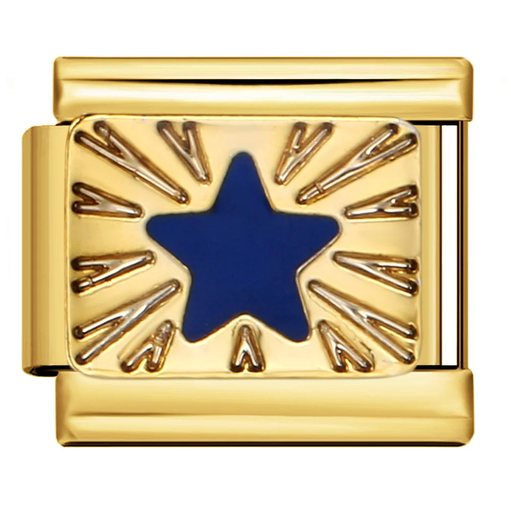 URING Goldfarbener Heißluftballon, Sonne, Sterne, Regenbogen, italienischer Charm-Link, passend für 9 mm Edelstahlperlen, DIY-Herstellung von modischen Armbändern – Detail 4