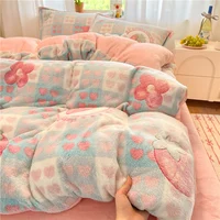 1pc Super Warm Quilt Cover for Winter Thick Soft Flannel Coral Fleece Duvet Cover 220x240cm Queen Bed Cover (without pillowcase)