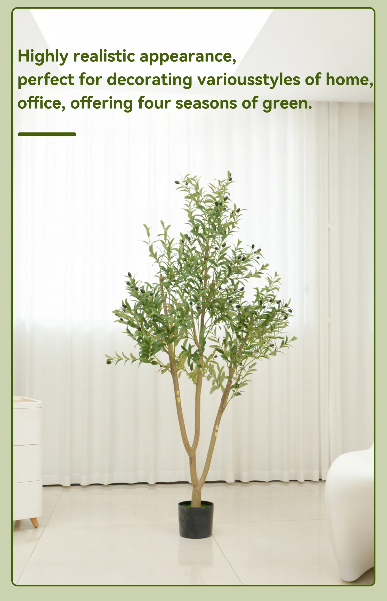 6FT Artificial Olive Tree-Home Office Garden Decoration -Low Maintenance Tree For Year-Round Aesthetic All-Weather Durability