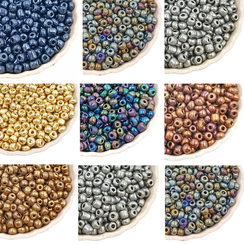 

10g/bag Metal Color Czech Glass Seed Beads Size 4mm Golden Plated Spacer Colorful Beads DIY Accessories For Jewelry Making