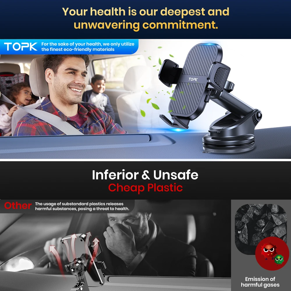 Car Phone Holder Mount Adjustable Cradle 360° Rotation for Car Dashboard/Windscr