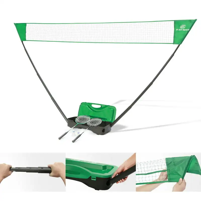 

Portable Badminton Net Set with Storage Base, Rackets LED Lightning Shuttlecocks Combo Set for Family & , Easy Setup for Backyar