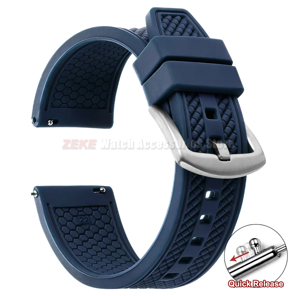 Universal Sports Silicone Watchband - 20mm/22mm Waterproof Rubber Strap