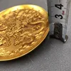 Antique Bronze Gilded Double Dragon Fuzi Plate Decorative Ornament 5