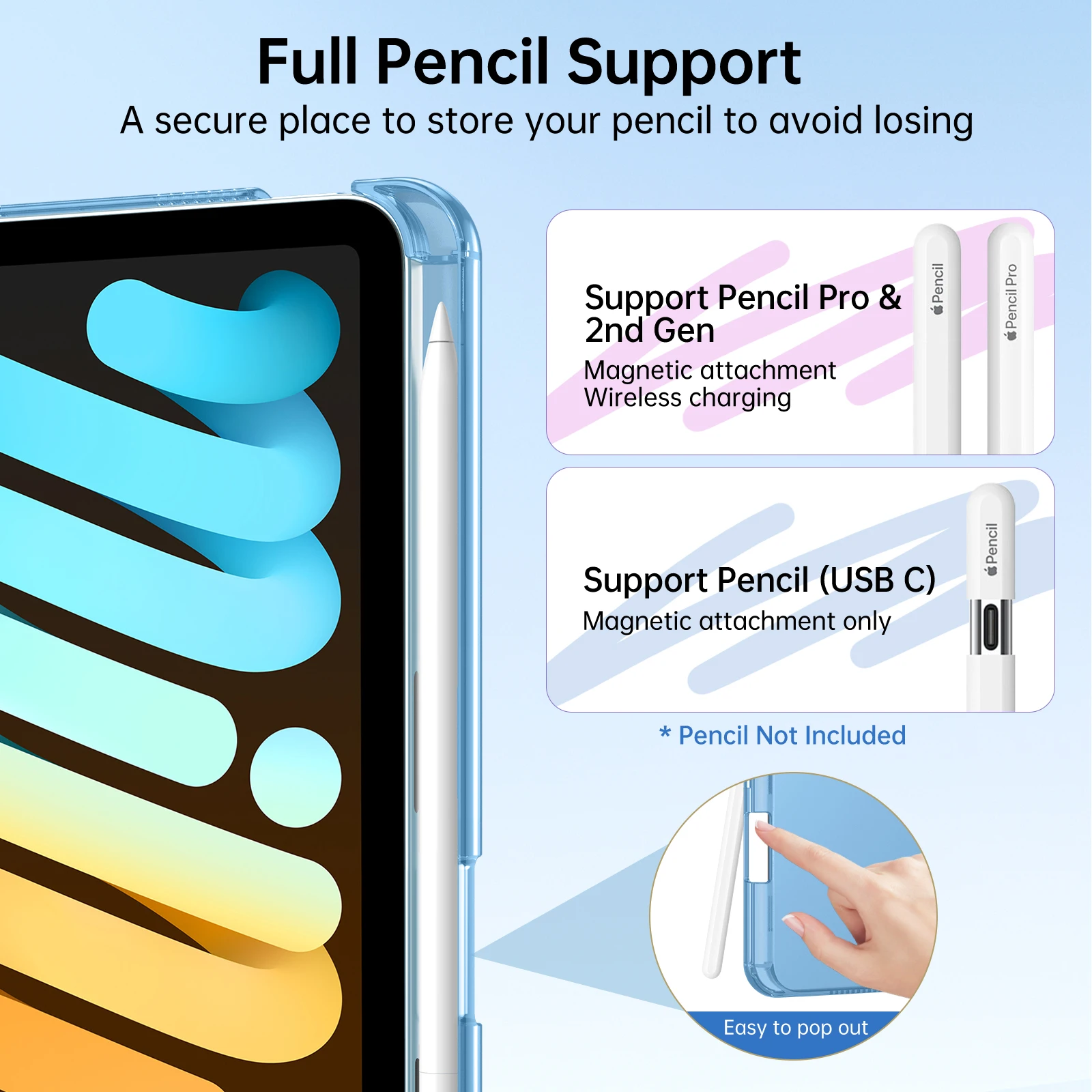 Compact Trifold Case with Pencil Holder and Auto Sleep/Wake Functionality