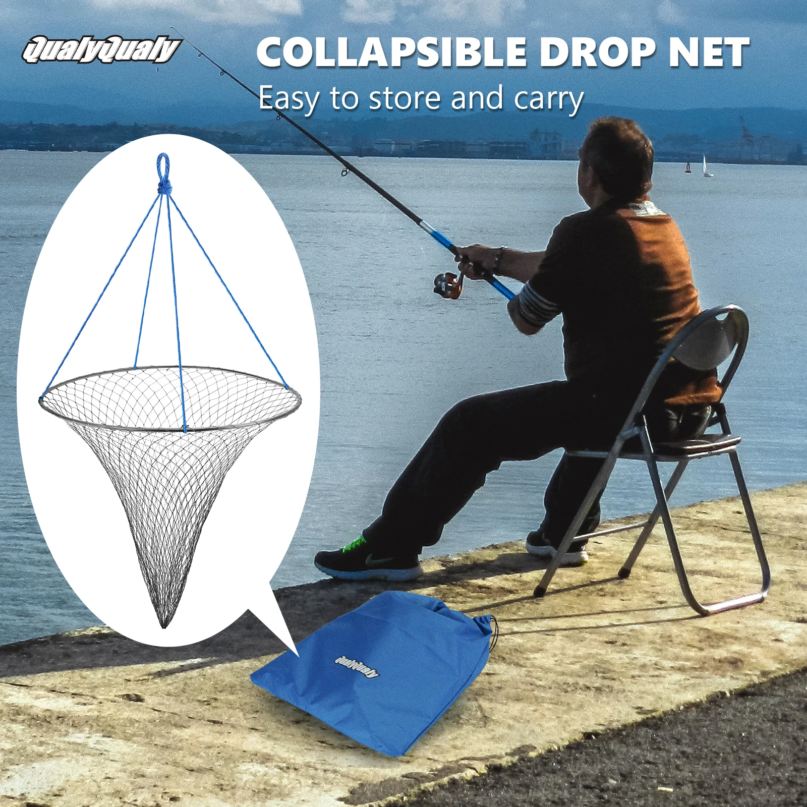 Foldable Green Portable Crab and Shrimp Fishing Net with Drop Landing Design