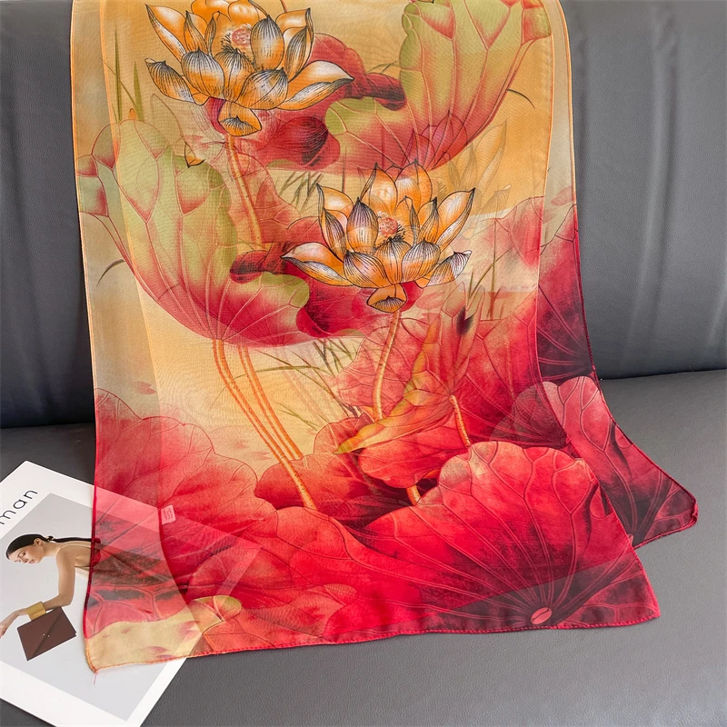 Luxury Brand Women Beach Scarf Georgette Silk Shawls Design Print Headband Female Summer Headband Wraps Sunscreen Hijab 2023 2