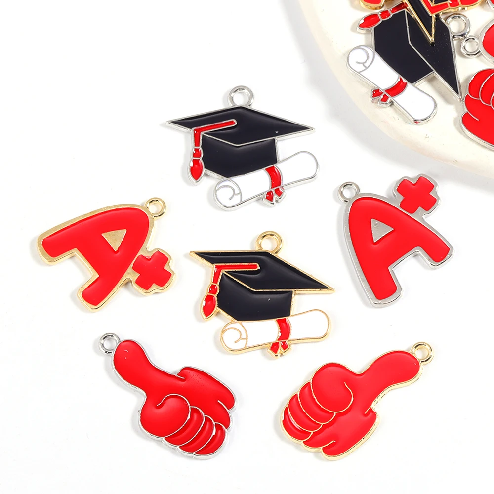 

New Fashion Hat Alphabet Charm Hanging For Keychain Jewelry Making Accessorie Wholesales For Friends Graduation Souvenir Gifts