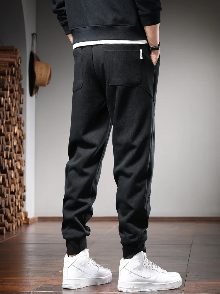Autumn Sport Casual Pants Men Black Sweatpants Fashion Letter Printed Elastic Waist Drawstring Joggers Trousers