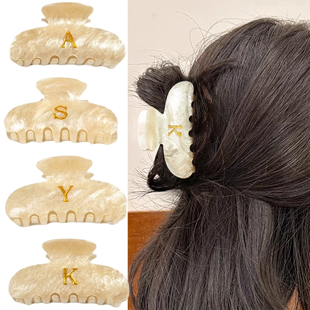 Acetat Haar Klaue Haarnadel Goldene Buchstaben Haar Clips Greifen Haarspangen Shark Süße Haar Klemmen Pferdeschwanz Frauen Haar Zubehör