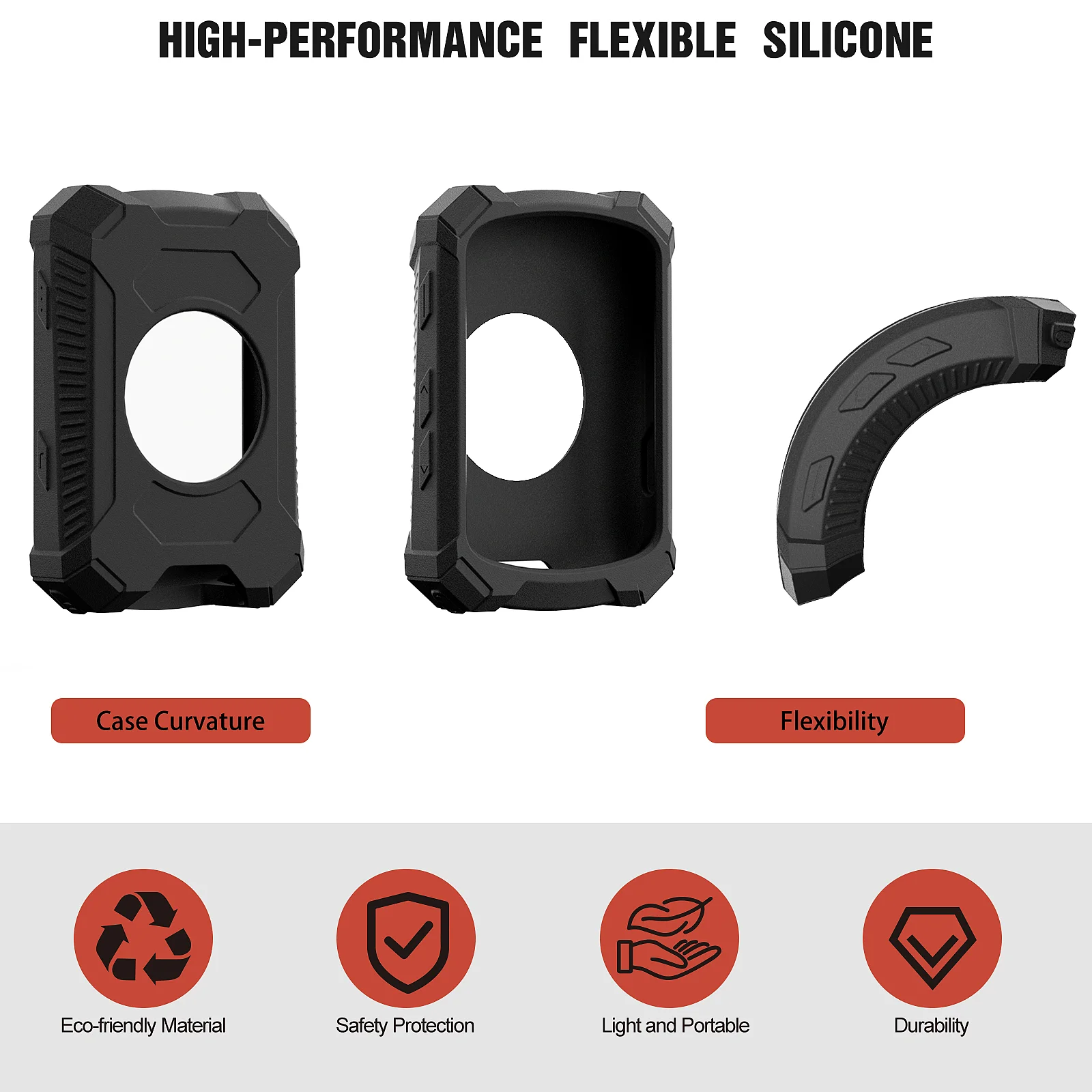 Durable Silicone Cycling Computer Case with Screen Protector and Lanyard