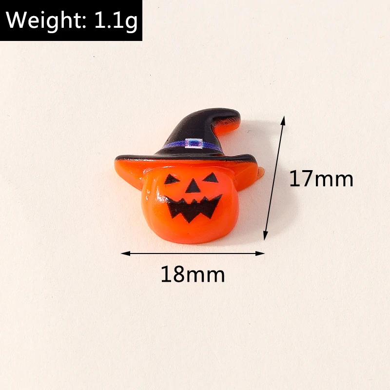 Leslie 10 Stück Neue Niedliche Halloween-Anhänger Geist Katze Spinne Schloss Kürbis Harz-Cabochons mit Flacher Rückseite für Haarspangen und Haarnadeln – Detail 18