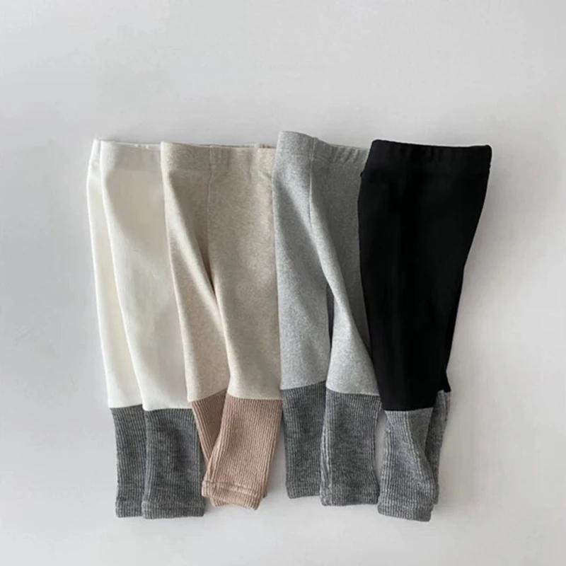 Baby Trousers Cotton Pants Baby Leggings Newborn Baby Pant 0-3Years Girls Elastic Waist Patchwork Legging Botton Cotton Long Trousers Toddler Kids Autumn Tighs Clothes