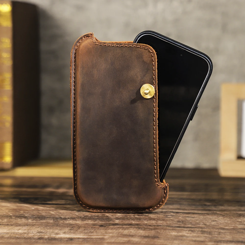 Genuine Leather Men's Phone Case Holster - Loop Waist Bag