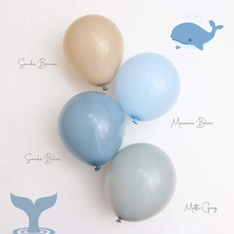 52pcs Whale Themed Balloon Set Arch Smoke Blue Gray Balloons Garland Boy Birthday Decoration Baby Shower Wedding Decor Supplies