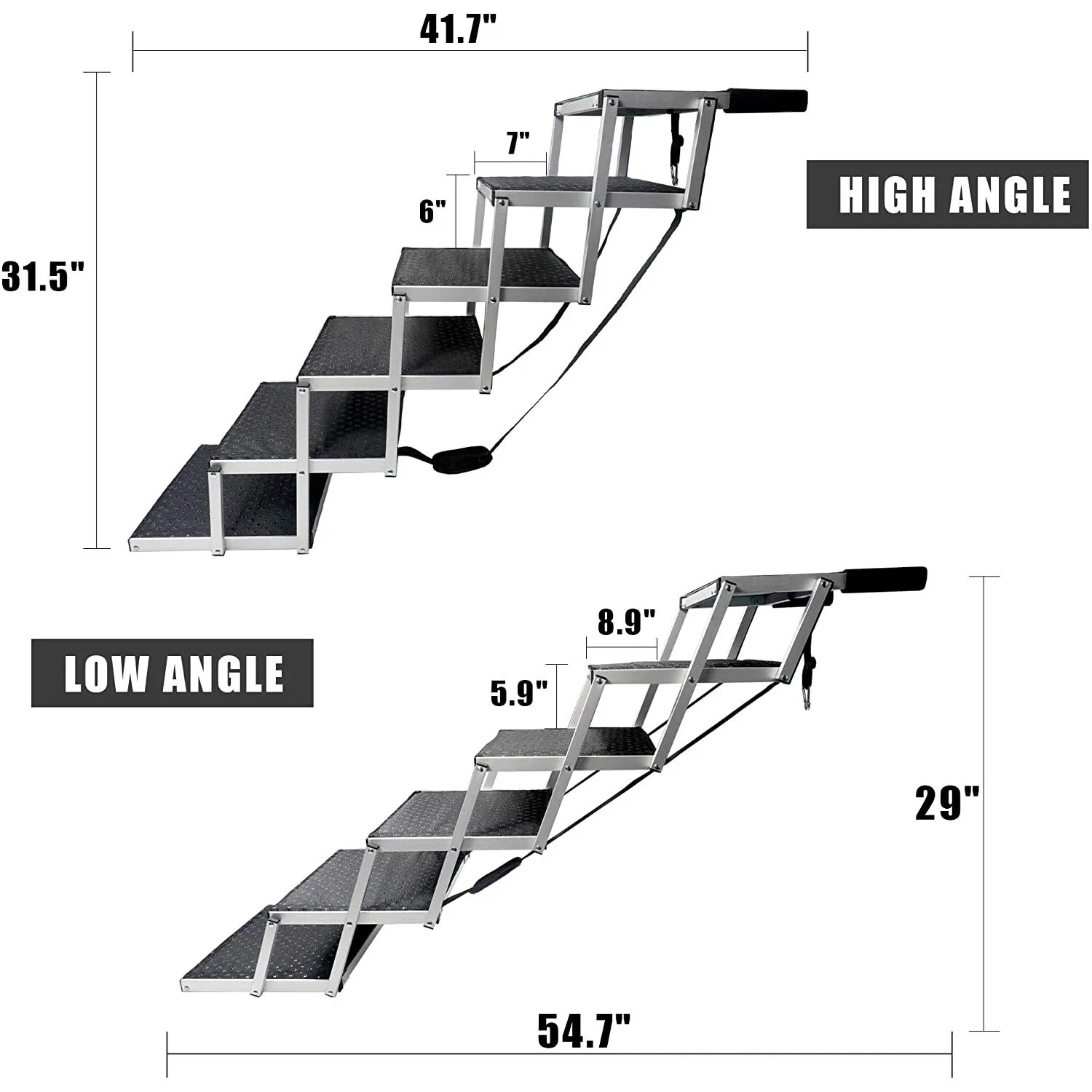 Aluminum Car Pet Ladder Outdoor Folding Dog Ladder Aluminum Alloy Pet SUV Car Dog Step Stairs Climbing