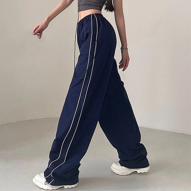 Y2K Vintage Striped Joggers Sweatpants Women Hip Hop Wide Leg Track Pants  Korean Style Oversize Streetwear Baggy Sports Trousers DouglasJam.