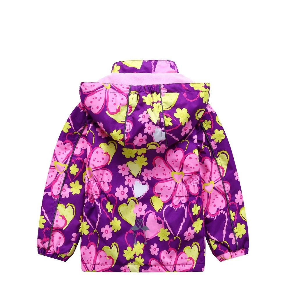 

Child Floral Print Brand Warm Coat Baby Girl Jackets Waterproof Children Outerwear Polar Fleece Kids Outfits 3-12 Years Old