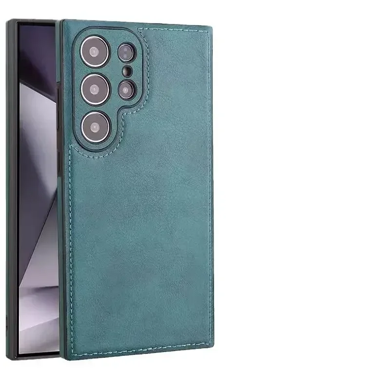 Premium Cowhide Leather Phone Case with Camera Lens Protection Luxury Soft Cover