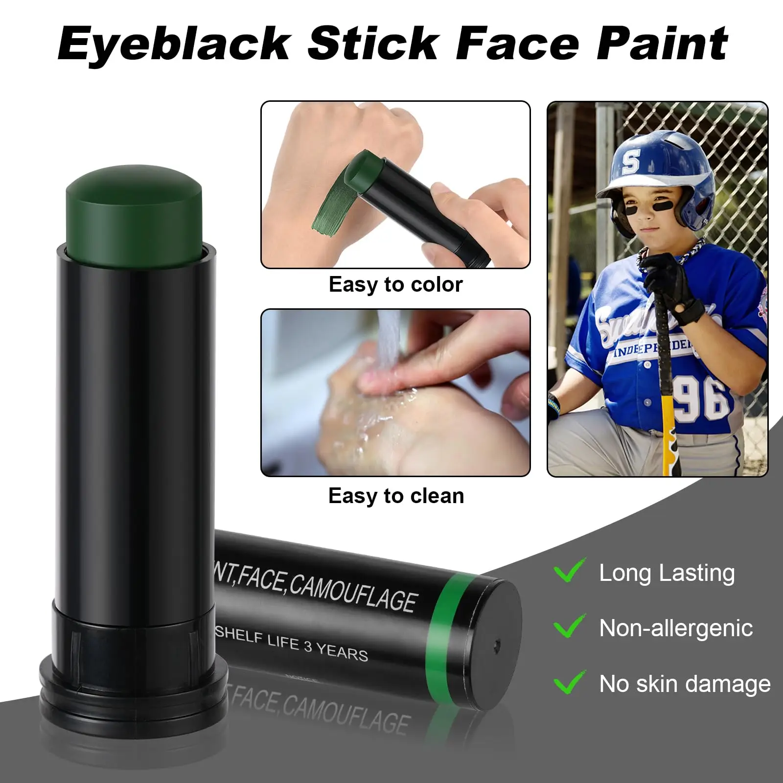 Army Fans Face Paint Stick Military Woodland Camouflage Camo Color Cream Body Face Paint Tube Stick for Halloween Parties Makeup