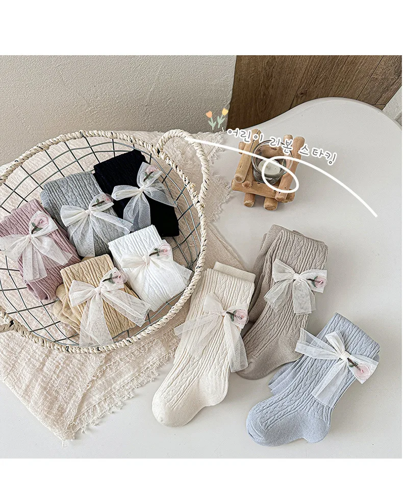 Autumn Spring Baby Girls Leggings Newborn Baby Infant Pantyhose Bowknot Socks Kid Socking Soft Cotton Tights