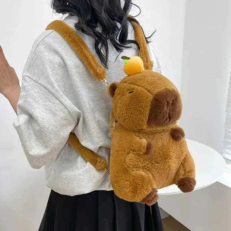 Capybara Plush Backpack Kawaii Fashion Plushie Doll Fur Bag Children's Bag Shoulder Bag Mini Knapsack Bags Gifts for Girlfriend