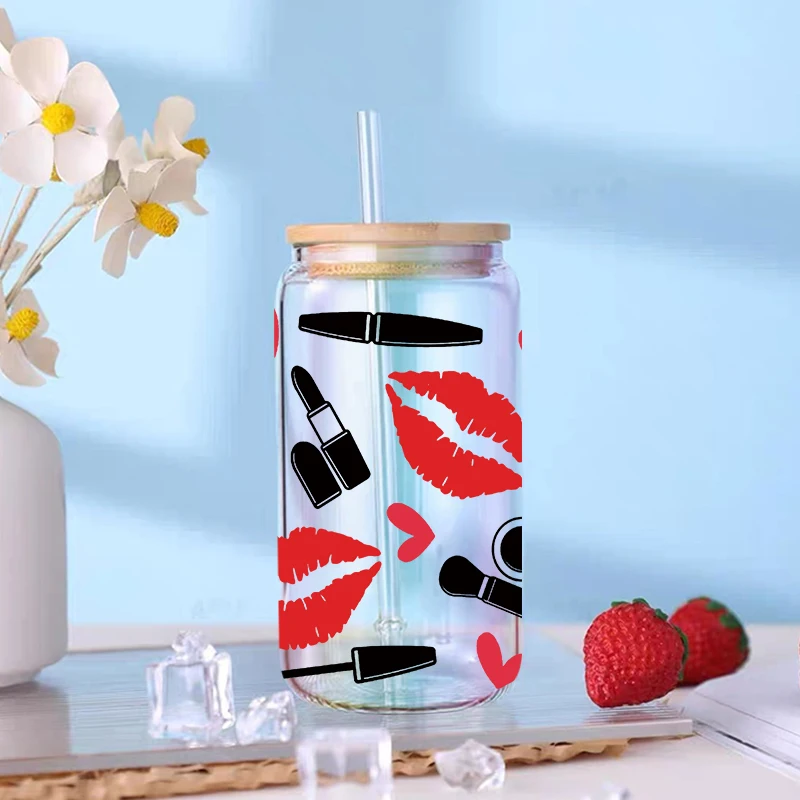 UV DTF Transfer Sticker Make up For The 16oz Libbey Glasses Wraps Bottles Cup Can DIY Waterproof Decals D8607