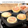 Non-stick 4 Hole Frying Pan for Omelet, Pancake, Steak, Egg, Ham - Kitchen Cookware 3
