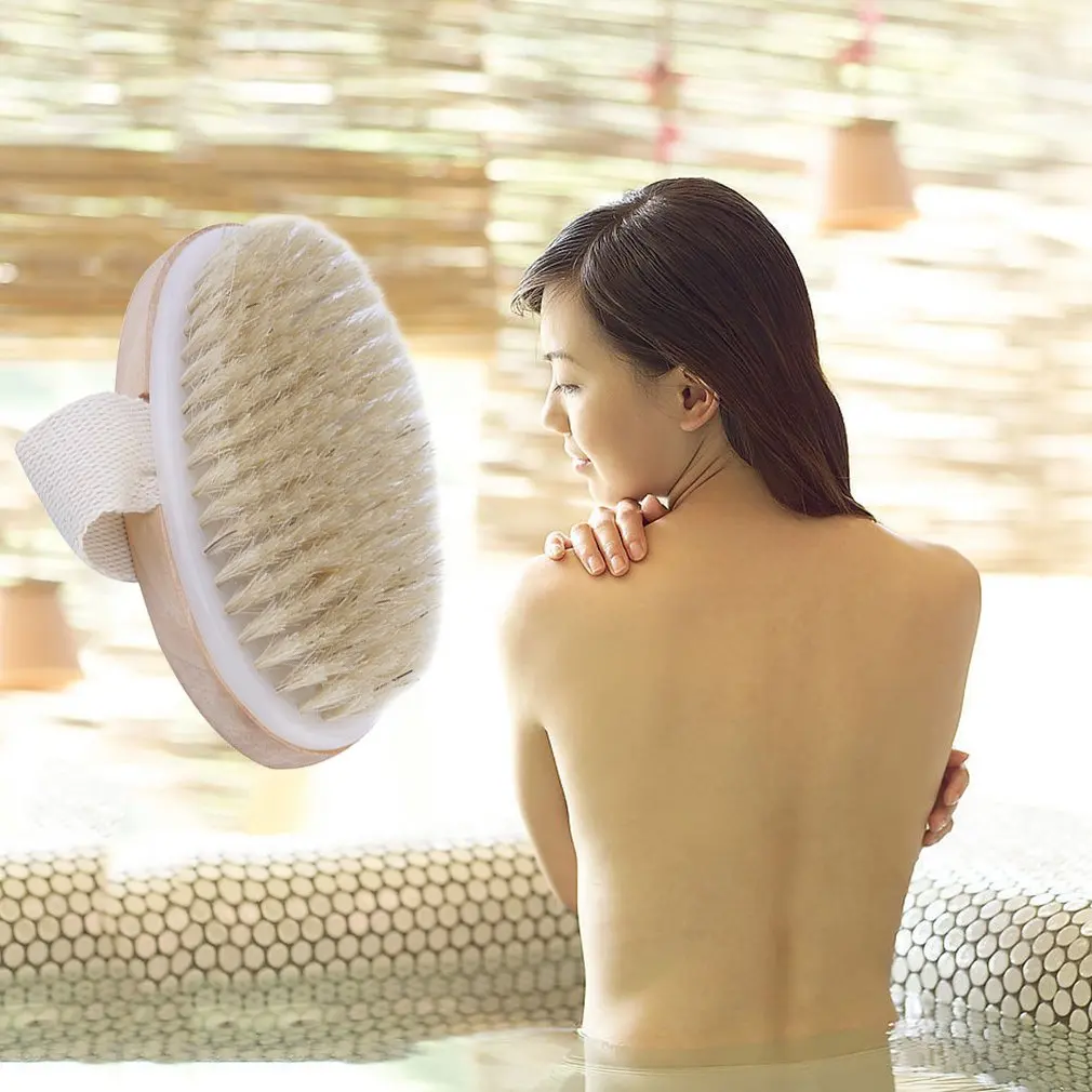 Natural cerdas de pele seca escova do corpo exfoliate estimular a  circulação sanguínea spa chuveiro purificador - AliExpress