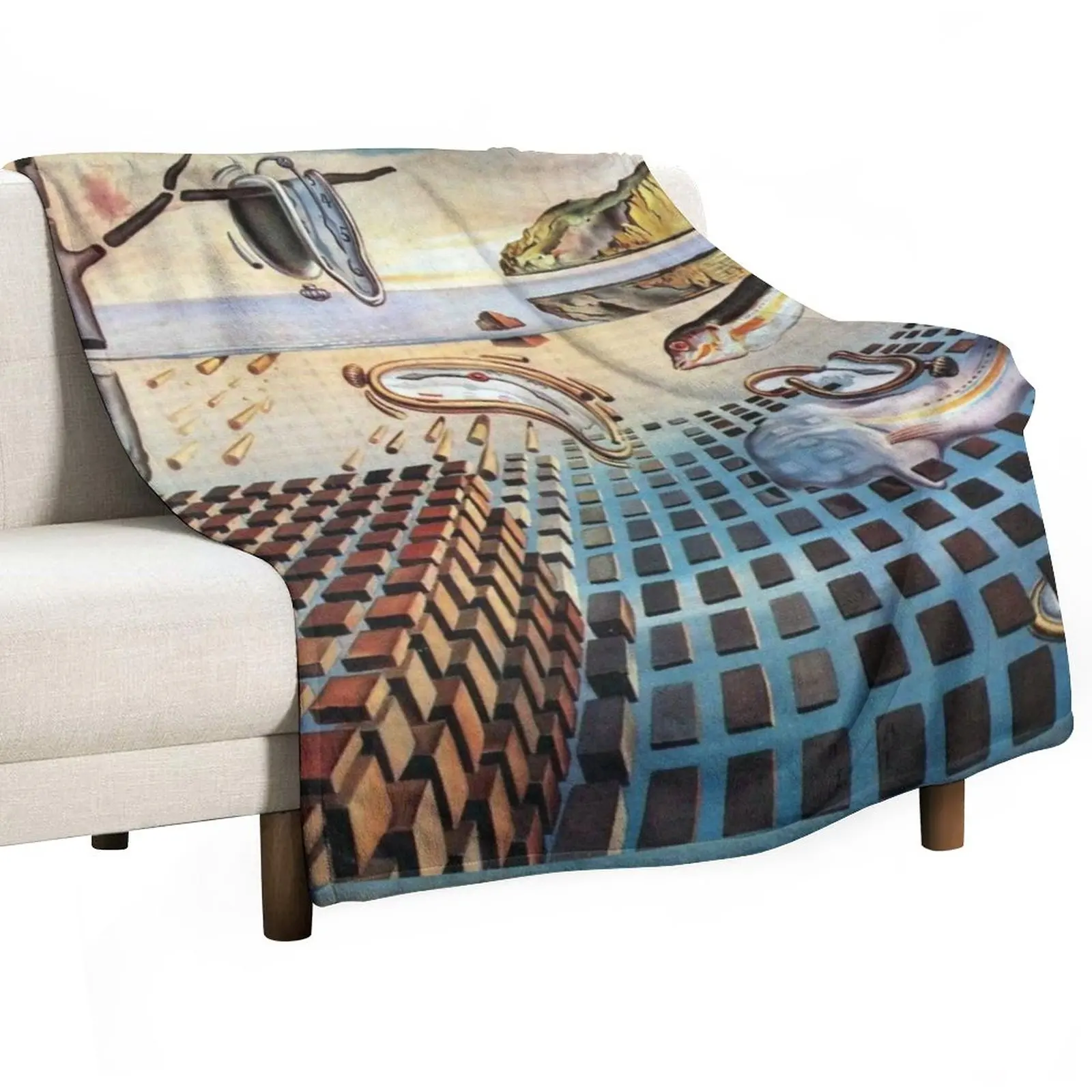 

The Disintegration of the Persistence of Memory--- SALVADOR DAL Throw Blanket Flannel Fabric wednesday Blankets For Bed