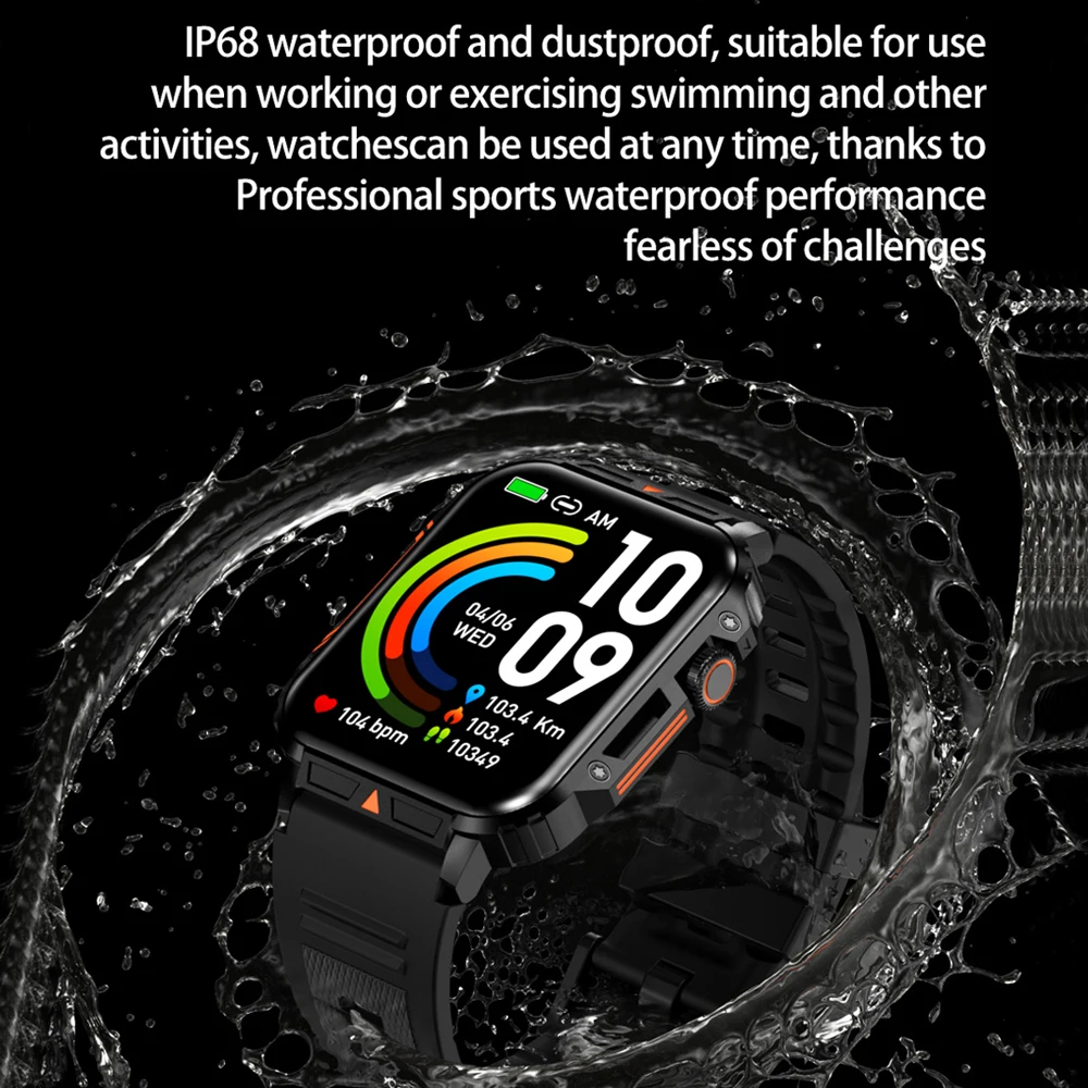 1.95 Outdoor Military Smart Watch Men Baluetooth Call Smartwatch For Android IOS IP68 Waterproof Sports Fitness Watches 2025 New