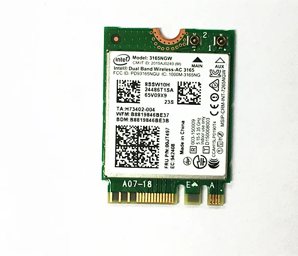 

New Wireles Card For Intel Dual Band AC 3165 3165NGW NGFF 802.11ac Wifi Bluetooth 4.0 For LENOVO E460 E560 Yoga700 00JT497