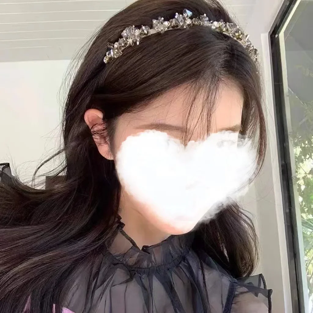 패션 소녀 기하학 샤이니 크리스탈 금속 질감 헤어 후프 하이 퀄리티, 우아한 스타일 압력 헤어 후프 모자