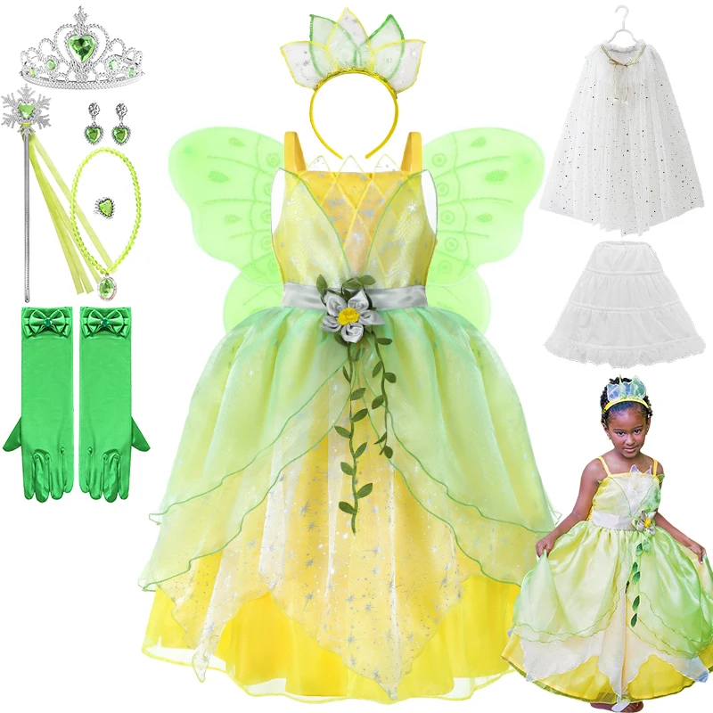 Christmas Forest Fairy Dress For Girls Halloween Masquerade Frog Prince Tiana Costume Cosplay Infant Birthday Party Ball Gown