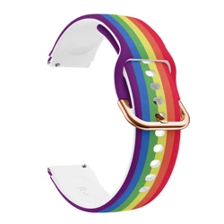 18mm Universal Print Rubber Bracelet with Quick Release Band for GT5 41mm (Rainbow)