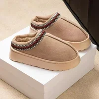 2025 Platform Fluffy Slippers Women/men House Flats Fashion Plush Winter Shoes Ladies Home Elegant Casual Footwear Large Size 4