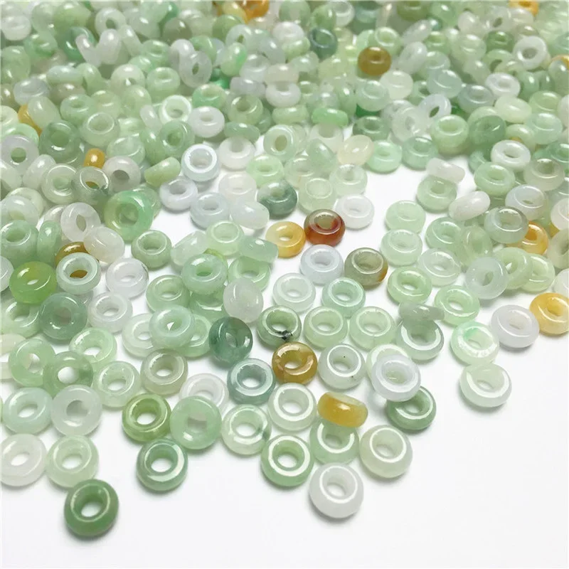 10PC Jade Three Color Abacus Beads Natural Emerald Accessories DIY Bangle Jewellery Fashion Hand-Carved Necklace Luck Amulet jade jewelry
