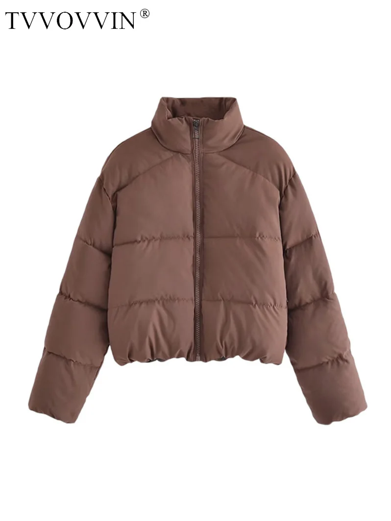 

Collar TVVOVVIN Fashion Stand Zipper Parkas Slim Waist Cotton Jacket Warm Cotton Coat Sweet Short 2023 Spring Tops Women V9EL