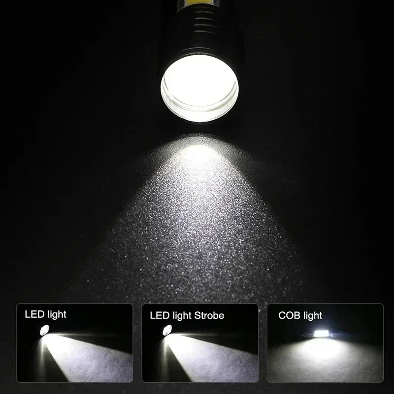 Torcia elettrica ricaricabile a LED USB con luce zoomabile e